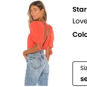 Lovers + Friends Coral Red Stardust Bodysuit